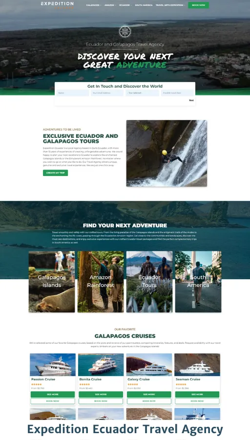 diseño web expedition ecuador travel agency por erreclick